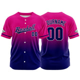 Custom Full Print Design  Baseball Jersey Fuchsia&Navy
