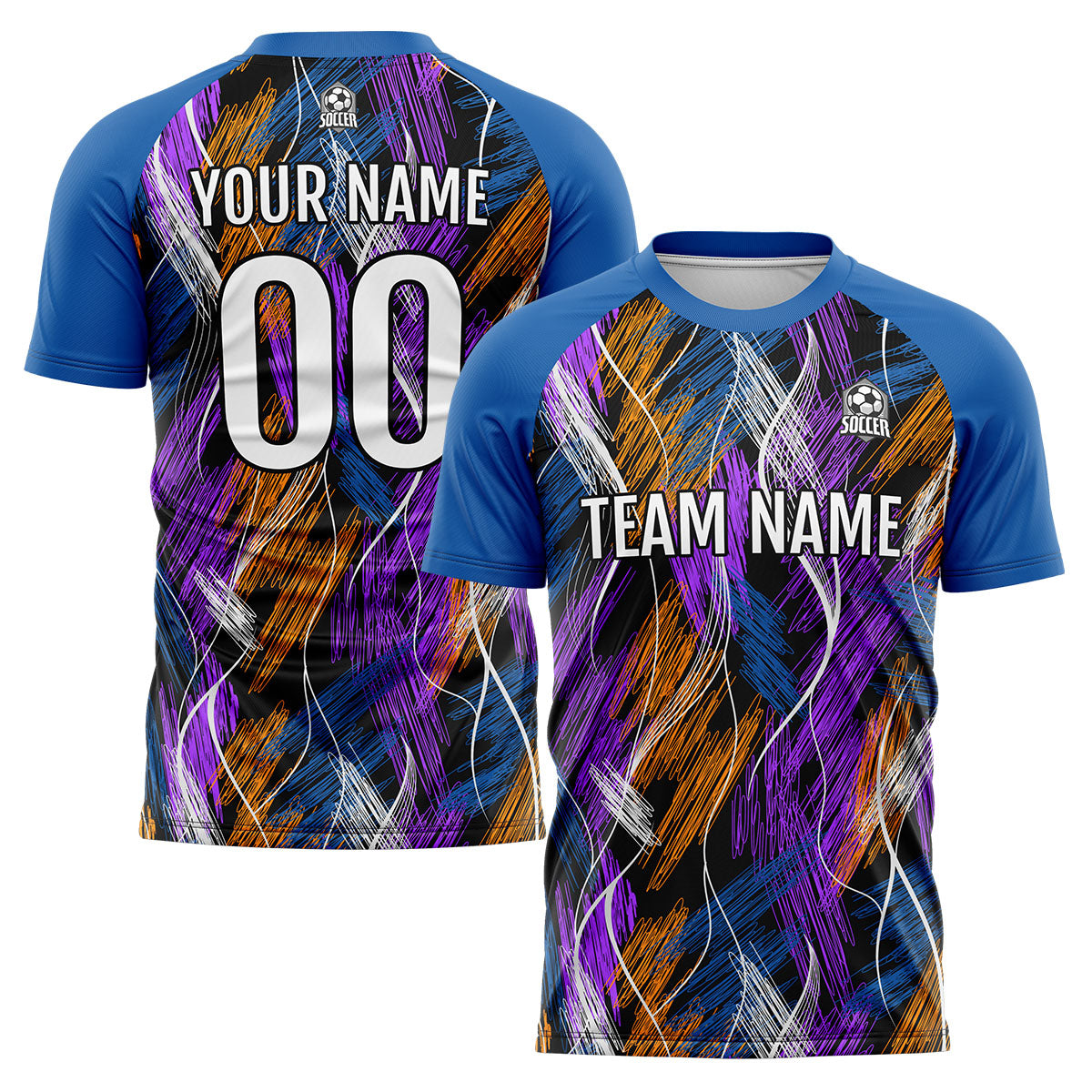 Custom Black Blue Uniform Jersey Kids Adults Personalized Set Jersey Shirt