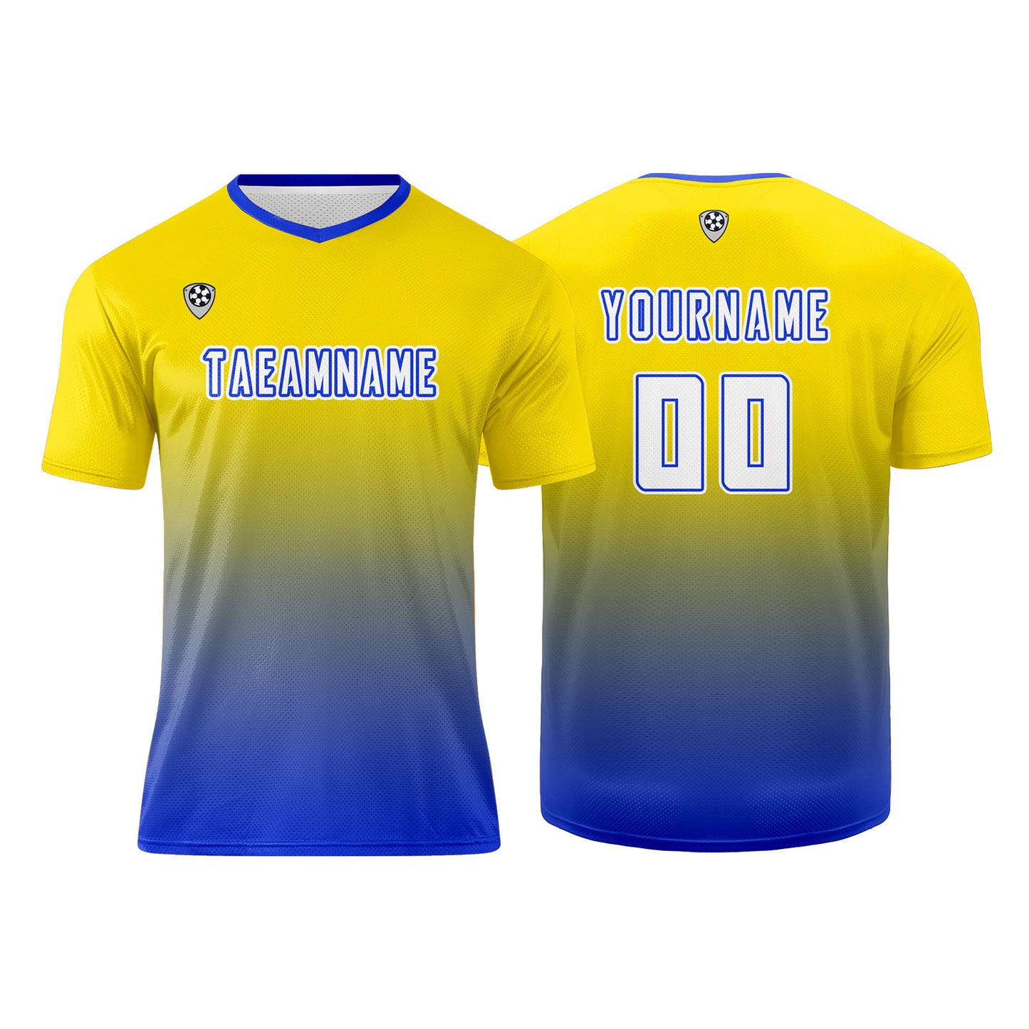 Custom Yellow Blue Uniform Jersey Kids Adults Personalized Set Jersey Shirt