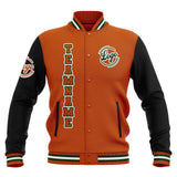 Custom Black Orange Green Waterproof Varsity Jackets Personalized Stitched Name Number Logo to Letterman Jackets