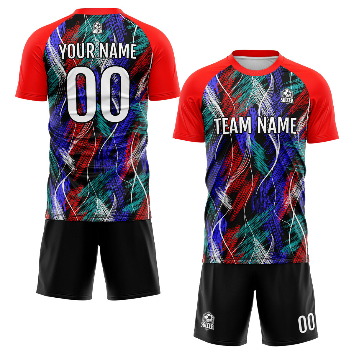 Custom Black Red Uniform Jersey Kids Adults Personalized Set Jersey Shirt