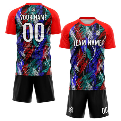 Custom Black Red Uniform Jersey Kids Adults Personalized Set Jersey Shirt