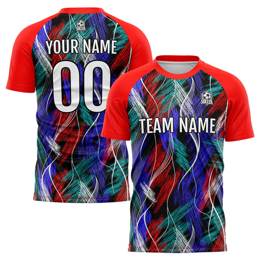 Custom Black Red Uniform Jersey Kids Adults Personalized Set Jersey Shirt