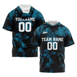Custom Black Aqua Short Sleeve Hoodies for Men Women Shirts with Hoods Printed Name Logo