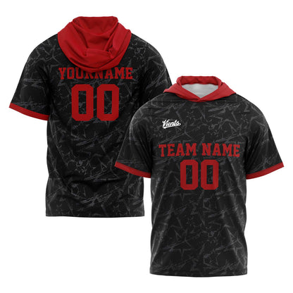 Custom Black Red Short Sleeve Hoodies for Men Women Shirts with Hoods Printed Name Logo