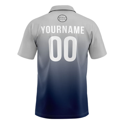 Custom Gray Navy Football Gradient Polo Shirts  Add Your Unique Logo/Name/Number
