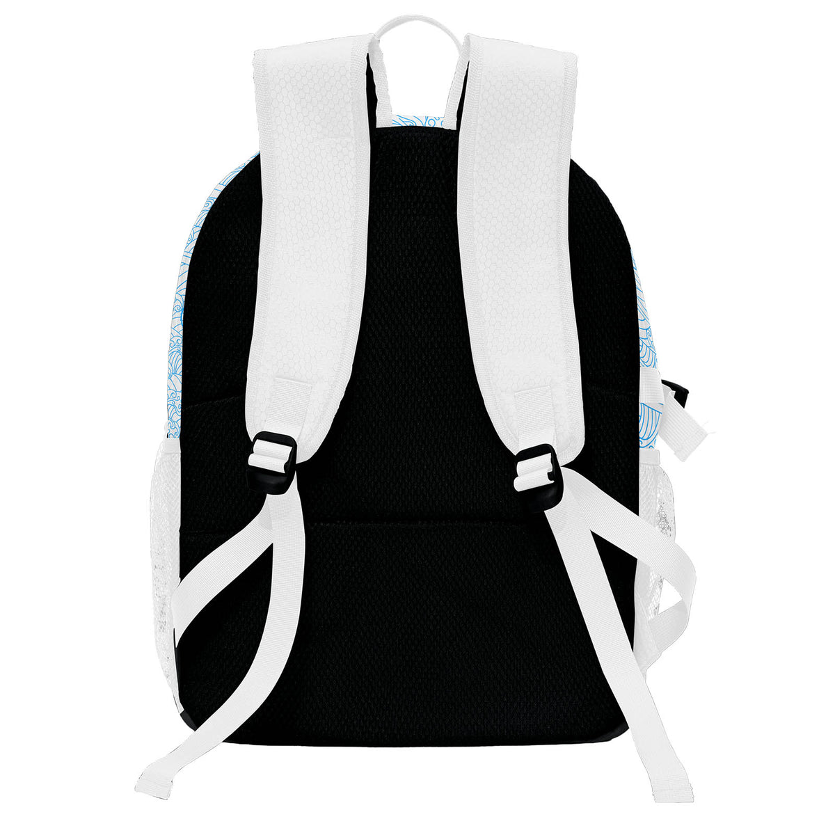 Custom White Blue Basketball Soccer Backpack Personalized Player Names Numbers Team Logo #BB-0919-0038