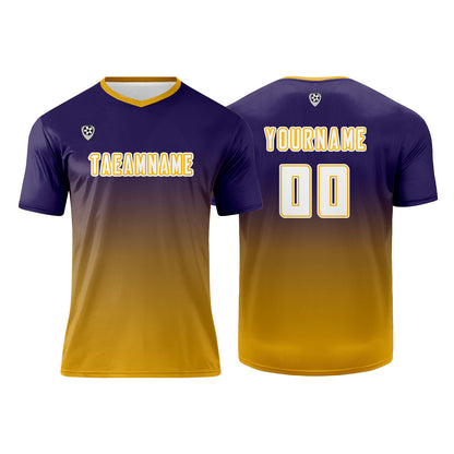 Custom Dark Purple Yellow Uniform Jersey Kids Adults Personalized Set Jersey Shirt
