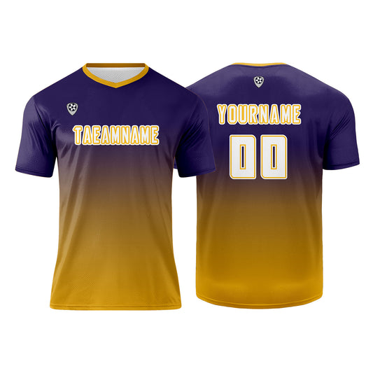 Custom Dark Purple Yellow Uniform Jersey Kids Adults Personalized Set Jersey Shirt
