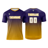 Custom Dark Purple Yellow Uniform Jersey Kids Adults Personalized Set Jersey Shirt