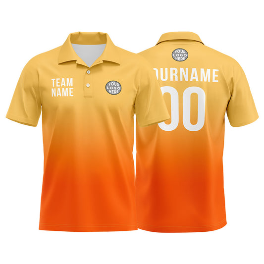 Custom Orange Football Gradient Polo Shirts  Add Your Unique Logo/Name/Number