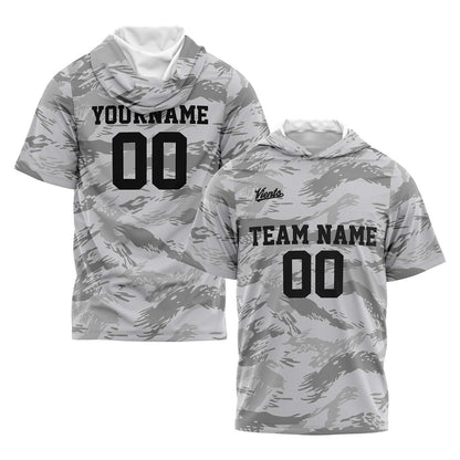 Custom Grey Short Sleeve Hoodies for Men Women Shirts with Hoods Printed Name Logo