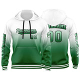 Custom Green White Sweatshirt Hoodie For Men Women Girl Boy Print Your Logo Name Number