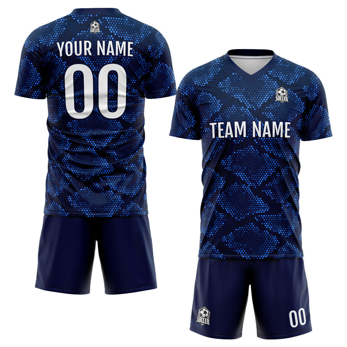 Custom Dark Blue Uniform Jersey Kids Adults Personalized Set Jersey Shirt