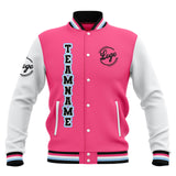 Custom Pink White Black Waterproof Varsity Jackets Personalized Stitched Name Number Logo to Letterman Jackets