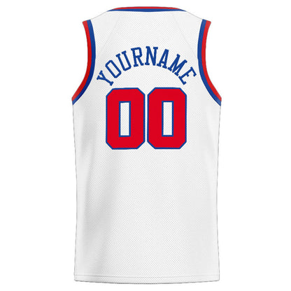 Custom Stitched Basketball Jersey for Men, Women And Kids White-Red-Royal