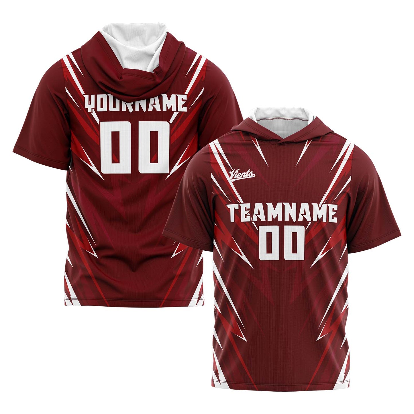 Custom Drak Red Short Sleeve Hoodies for Men Women Shirts with Hoods Printed Name Logo
