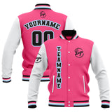 Custom Pink White Black Waterproof Varsity Jackets Personalized Stitched Name Number Logo to Letterman Jackets