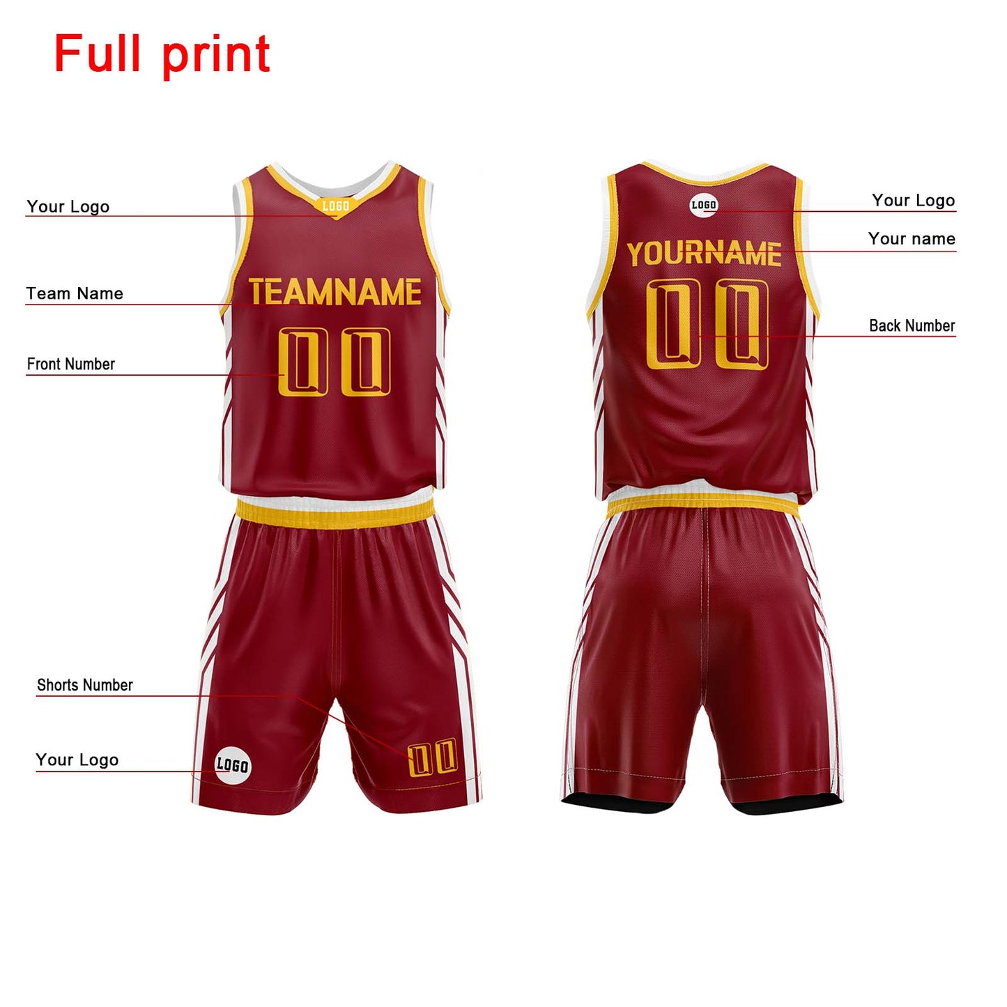 Custom Dark Red Basketball Jersey Uniform Suit Printed Your Logo Name Number