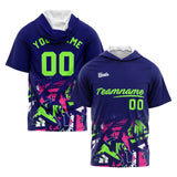 Custom Navy Green Hooded T-Shirt Short Sleeve Hoodies for Men Women Shirts with Hoods Printed Name Logo