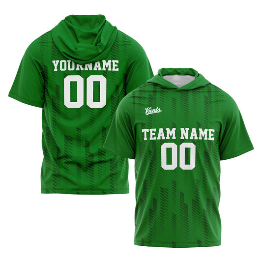 Custom Green Short Sleeve Hoodies for Men Women Shirts with Hoods Printed Name Logo
