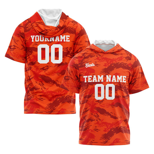 Custom Orange Short Sleeve Hoodies for Men Women Shirts with Hoods Printed Name Logo