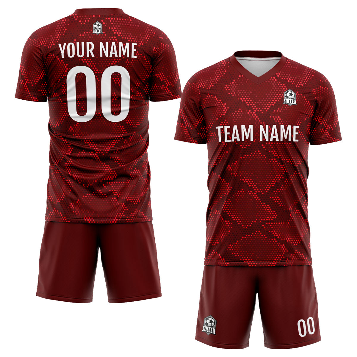 Custom Dark Red Uniform Jersey Kids Adults Personalized Set Jersey Shirt