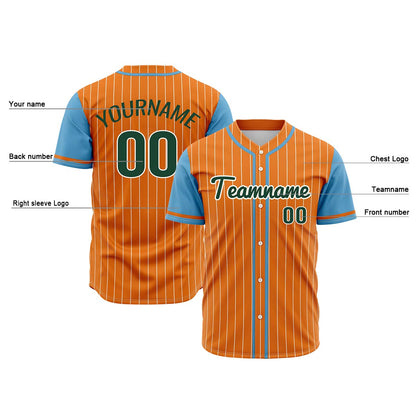 Custom Orange Light Blue Hip Hop Baseball Jersey Stitched Printed - Personalized Name Number Shirts #BB-0919-0078