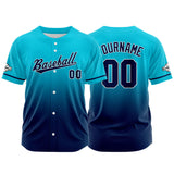 Custom Full Print Design  Baseball Jersey Light Blue&Navy