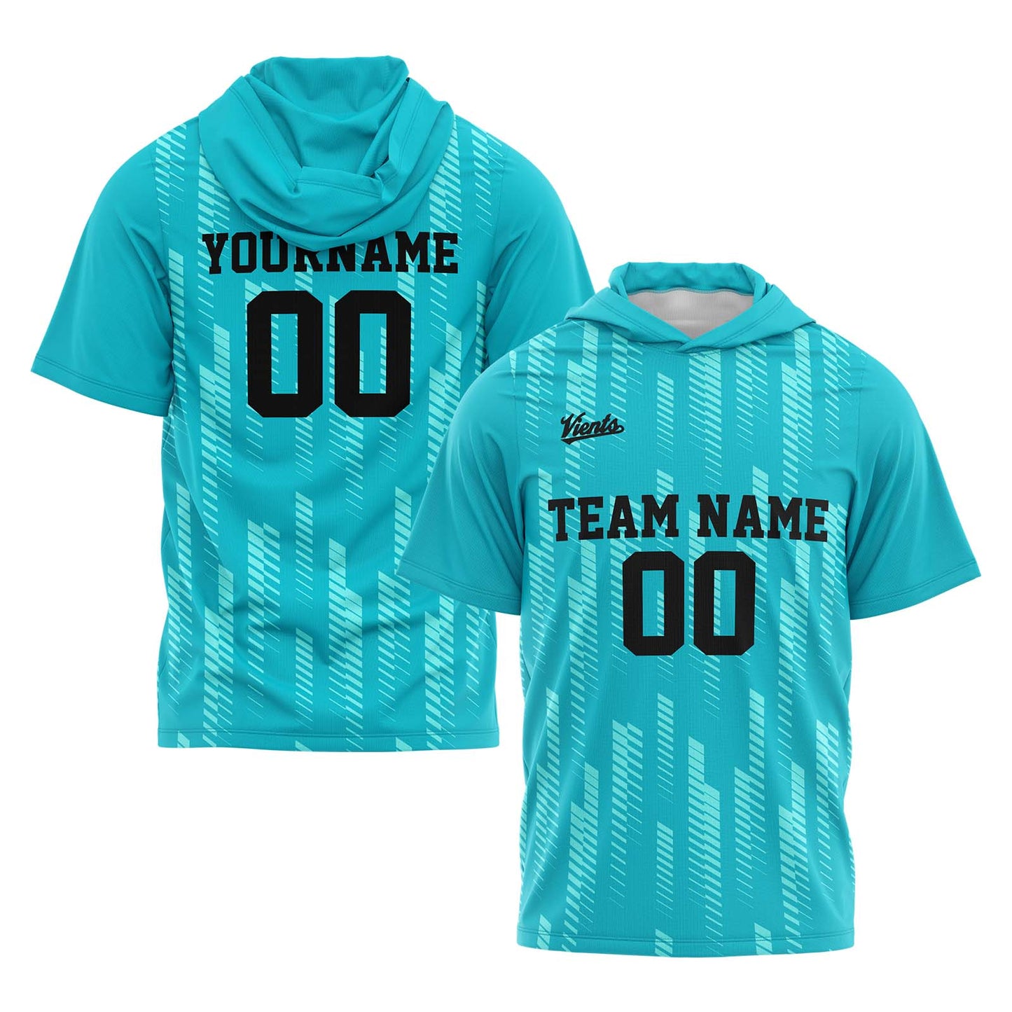 Custom Teal Short Sleeve Hoodies for Men Women Shirts with Hoods Printed Name Logo