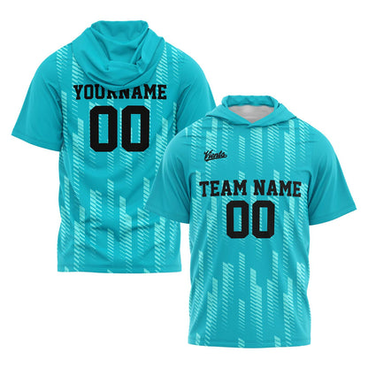 Custom Teal Short Sleeve Hoodies for Men Women Shirts with Hoods Printed Name Logo