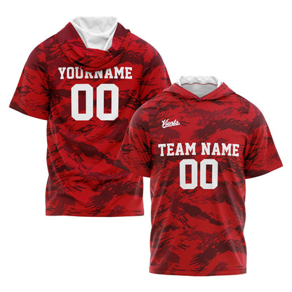 Custom Red Short Sleeve Hoodies for Men Women Shirts with Hoods Printed Name Logo