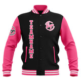 Custom Black Pink White Waterproof Varsity Jackets Personalized Stitched Name Number Logo to Letterman Jackets