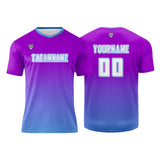 Custom Purple Blue Uniform Jersey Kids Adults Personalized Set Jersey Shirt