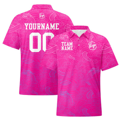 Custom Football Polo Shirts  Add Your Unique Logo/Name/Number Dragon pattern-Pink