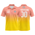 Custom Light Pink Yellow Football Gradient Polo Shirts  Add Your Unique Logo/Name/Number