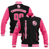 Custom Black Pink White Waterproof Varsity Jackets Personalized Stitched Name Number Logo to Letterman Jackets