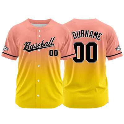Custom Full Print Design  Baseball Jersey Light Pink&Yellow