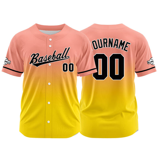 Custom Full Print Design  Baseball Jersey Light Pink&Yellow