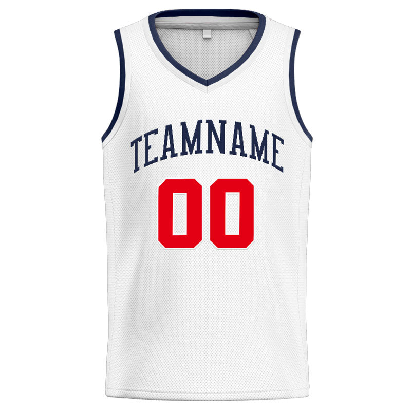 Custom Stitched Basketball Jersey for Men, Women And Kids White-Navy-Red