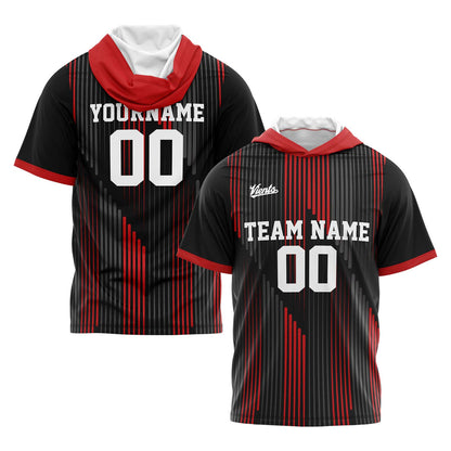 Custom Black Red Short Sleeve Hoodies for Men Women Shirts with Hoods Printed Name Logo