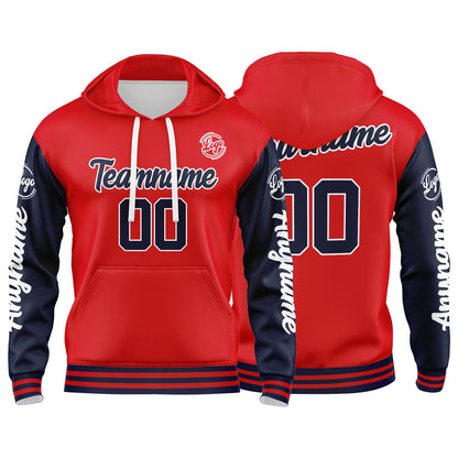 Custom Navy Red Sweatshirt Hoodie For Men Women Girl Boy Print Your Logo Name Number