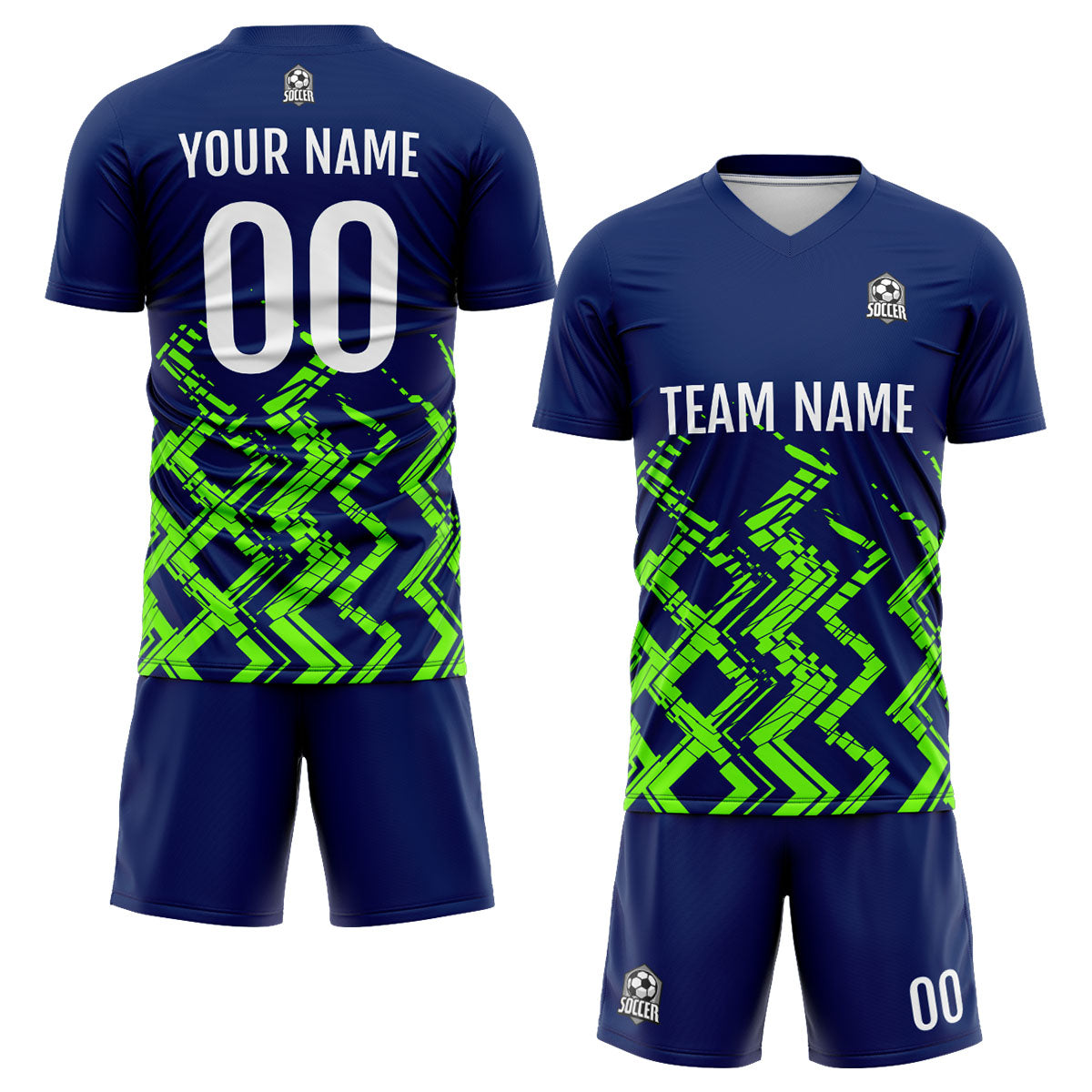 Custom Navy Neon Green Uniform Jersey Kids Adults Personalized Set Jersey Shirt