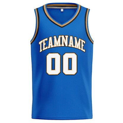 Custom Stitched Basketball Jersey for Men, Women And Kids Blue-White-Gold-Black