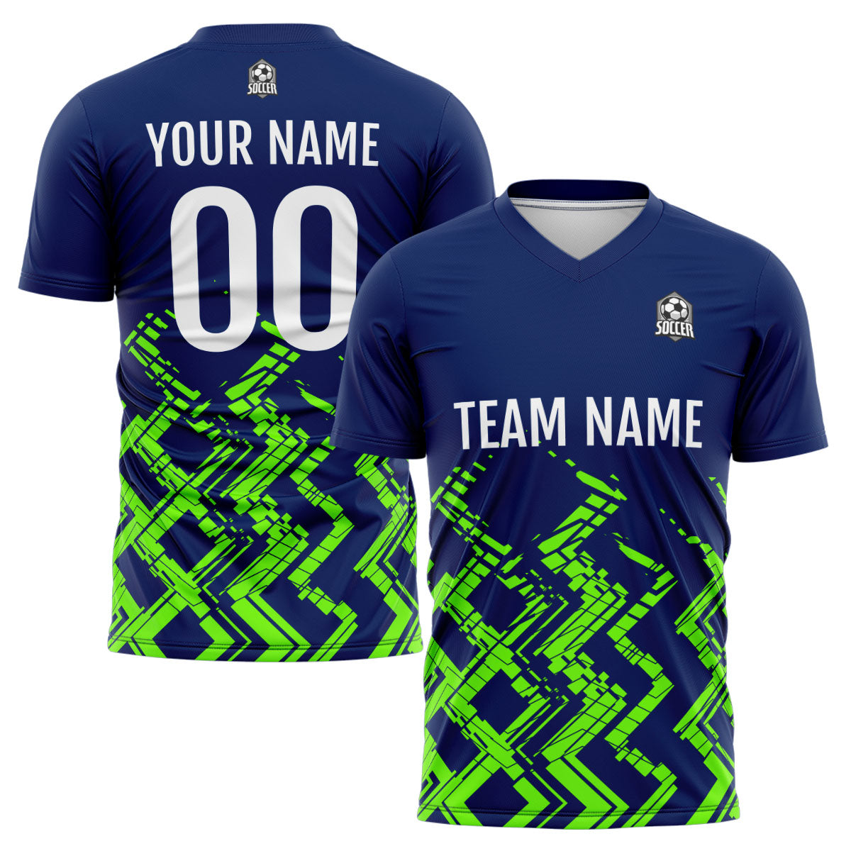 Custom Navy Neon Green Uniform Jersey Kids Adults Personalized Set Jersey Shirt