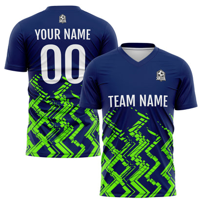 Custom Navy Neon Green Uniform Jersey Kids Adults Personalized Set Jersey Shirt