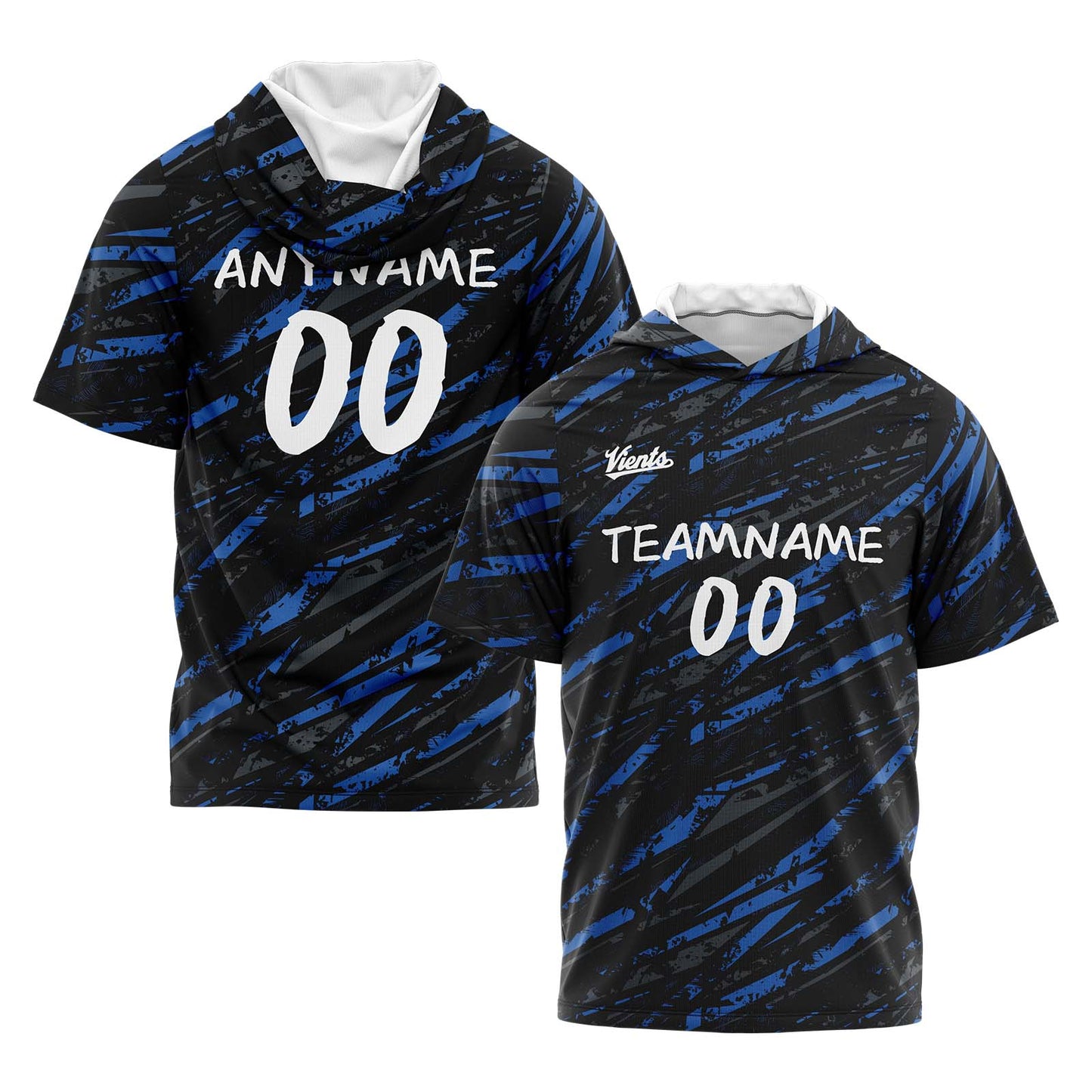 Custom Black Blue Hooded T-Shirt Short Sleeve Hoodies for Men Women Shirts with Hoods Printed Name Logo