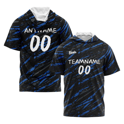 Custom Black Blue Hooded T-Shirt Short Sleeve Hoodies for Men Women Shirts with Hoods Printed Name Logo
