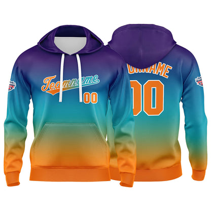 Custom Gradient Hoodie For Man Woman Girl Boy Print Your Logo Name Number Pale Blue Orange