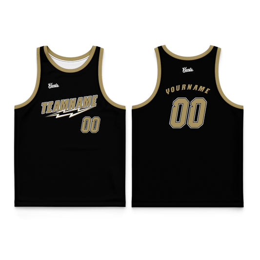 Custom Black Gold Thin Strap Basketball Jersey - Breathable Mesh Training Uniform for Adults & Youth